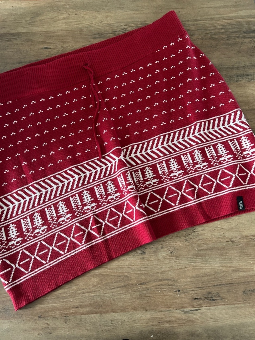 Chlorophylle jacquard skirt Cozy Red Fair Isle Knit Skirt